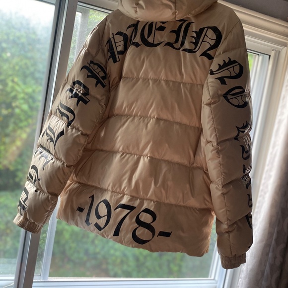 🔥PHILLIP PLEIN "NO LIMIT$" BEIGE NYLON BOMBER (SMALL)🔥 - Picture 2 of 8